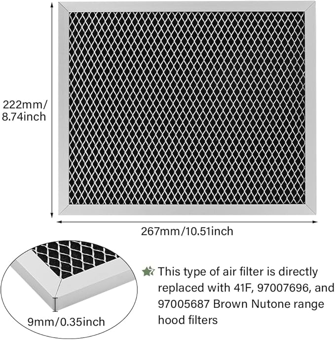 Range Hood Filter, Direct Fit Air Filter for Broan Nutone 41F/97007696/97005687 Hoods - Premium, Grease, Trapping, Long,Lasting & Tool - Free Install(SIZE:1pcs)