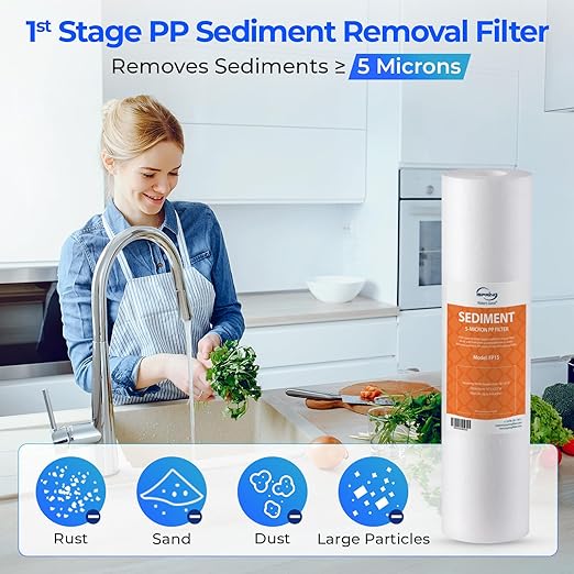 iSpring F3 6-Month Prefilter Water Filter for Standard Undersink/Reverse Osmosis RO Systems