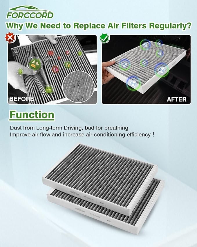 2-Pack Cabin Air Filter Fits for 2018-25 Audi Q5, 2017-26 Q7, 2017-25 A4, 2018-19 A5 Quattro, 2017-25 A4 Quattro, 2017-26 Q7 Activated Carbon Cabin Filter Replacement Car Accessories