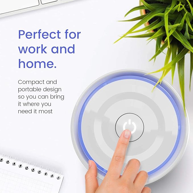 Pro Breeze Small Air Purifier HEPA - Air Purifier with True HEPA Filter, 99.7% Smoke, Dust, Pollen, with Night Light and Negative Ion Generator - Desktop Air Purifiers for Bedroom, Room, Home Office