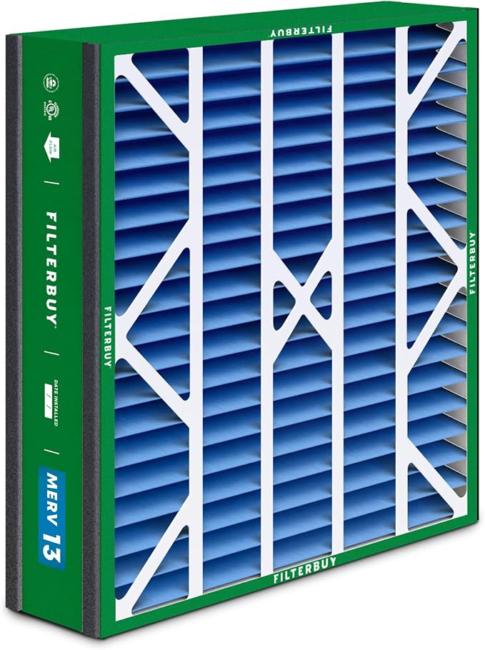 Filterbuy 20x20x5 Air Filter MERV 13 Optimal Smoke & Allergy Defense (4-Pack), Electrostatic Pleated HVAC AC Furnace Filters for Trion Air Bear 255649-103 & More (Actual Size: 19.63 x 20.63 x 4.88)