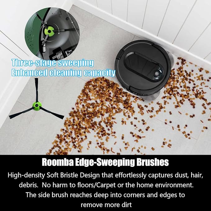 Replacement Parts for roomba i7 i7+ i3 i3+ i4 i4+ i5 i5+ i6 i6+ i8 i8+ j7 j7+/Plus j8 j8+ E5 E6 E7 Robot Vacuum Accessories,2 Rubber Roller 10 Filters 10 Side Brushes 10 Vacuum Bags