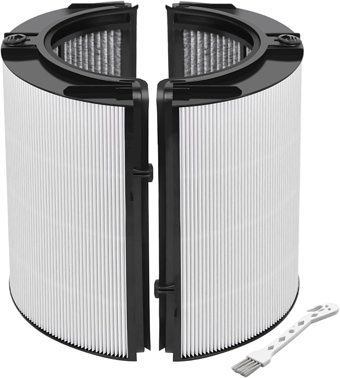 360° Combi Glass True H13 HEPA + Carbon Filter for Dyson HP1 PC1 PC2 TP10 HP10 HP09 TP09 HP07 TP07 TP06 HP06 PH04 PH03 PH02 PH01 DP04 HP4B PH3A TP7A TP7C TP4A TP4B PH2 HP2, 2-in-1 Replacement Filter