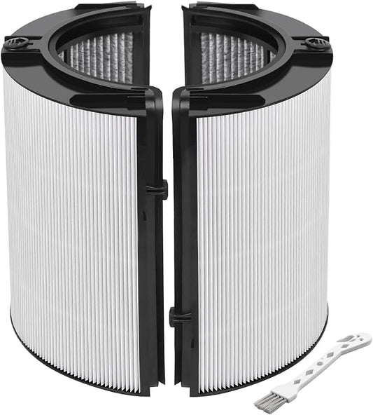 360° Combi Glass True H13 HEPA + Carbon Filter for Dyson HP1 PC1 PC2 TP10 HP10 HP09 TP09 HP07 TP07 TP06 HP06 PH04 PH03 PH02 PH01 DP04 HP4B PH3A TP7A TP7C TP4A TP4B PH2 HP2, 2-in-1 Replacement Filter