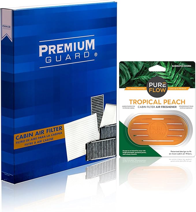 Premium Guard Cabin Air filter PC99273 with Tropical Peach Cabin Filter Air Freshener | Fits 2017-19 Hyundai Ioniq, 2017-22 Kia Niro, 2019-22 Niro EV