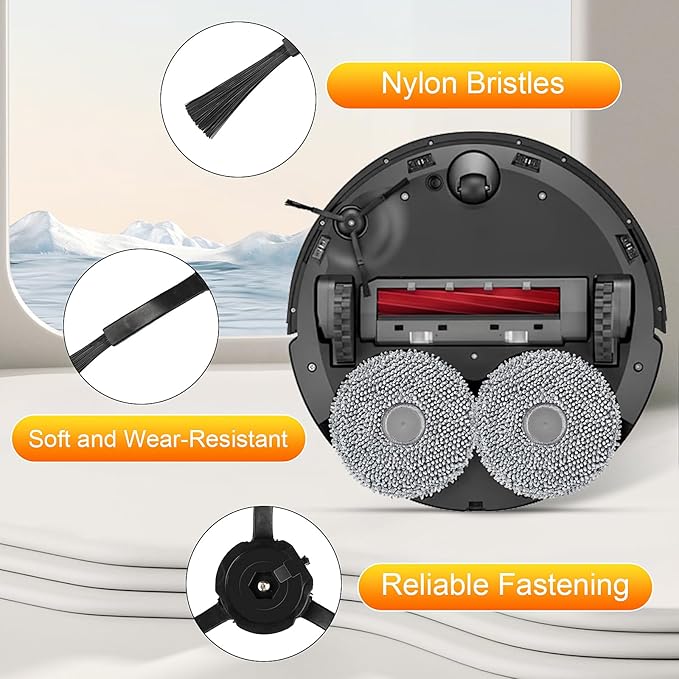22 Pack Replacement Accessories for Roborock Qrevo S/Qrevo Pro/Qrevo Plus/Qrevo MaxV【Not for Qrevo】Robot Vacuum, 2 Mainbrush 4 Filter 4 Dust Bags 4 Mop Pads 6 Sidebrush 1 Cleaning Brush 1 Screwdriver