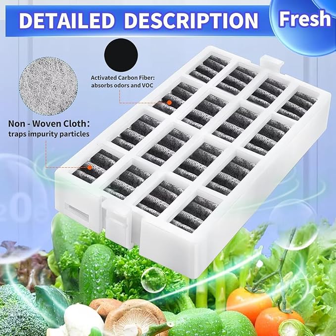 W10311524 AIR1 Refrigerator Air Filter Cartridge Replacement Compatible with Whirlpool, AIR1, Maytag, KitchenAid, Jenn-Air, Kenmore Fresh Flow Refrigerator Air Filter - 6 Pack, White