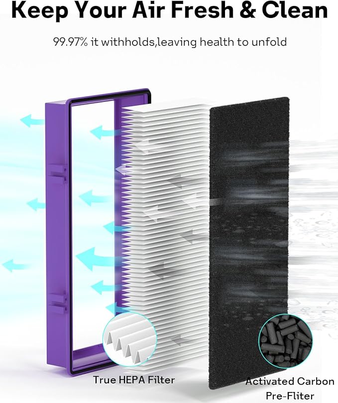 Leemone HAPF30AT-Total Aer1 Filter Replacement for Holmes Air Purifiers, Compatible with HAPF30AT and HAP242-NUC (4 HEPA + 8 Carbon Booster Filters),12 pack