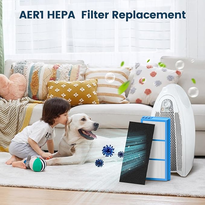 Colorfullife Replacement Filters for Holmes AER1 HEPA Type Total Air Filter Replacement Filter for HAPF30AT and HAP242-NUC, 4 HEPA + 8 Carbon Booster Filters