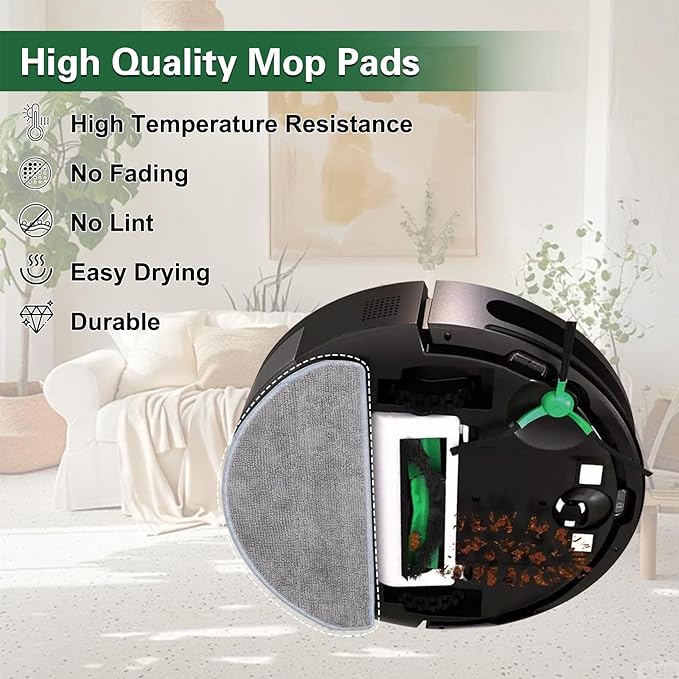 Spofan 6 Pack Mop Cloth Compatible with iRobot Roomba Combo Essential Y0140 Y0110 Y0540 Q0520, 105/104 Combo Robot Vacuum Cleaner, Microfiber Washable Mop Pad Replacement Accessories Parts