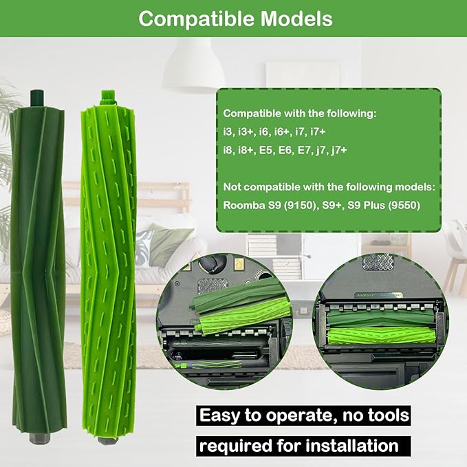 3 Sets of Rubber Roller Brushes Replacement Brush Compatible for iRobot Roomba E & I & J Series e5 e6 e7, i8 i8+ i7 i7+ i6 i6+ i4 i4+ i3 i3+ i1 i1+ i2, j7 j7+J8/J8 Vacuum Cleaner