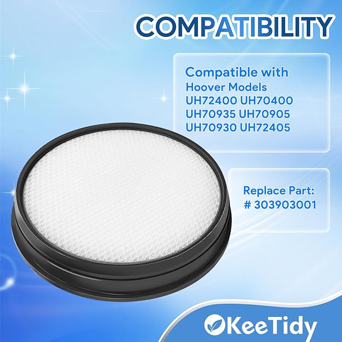 Replacement Vacuum Filters Compatible with Hoover UH70905 UH70400 UH72400 Windtunnel 3 Pro Steerable Pet Bagless Upright Vacuum, Replaces Part # 303903001, 2 Pack