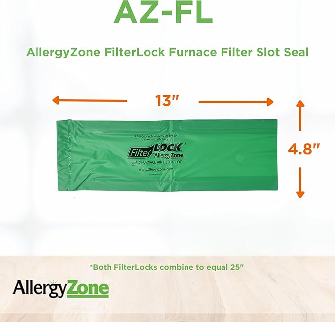 FilterLock Furnace Filter Slot Seal – Magnetic Seal Cover for Any 1” Furnace Filter, Up To 25” Long, Reduce HVAC Air Leaks, Green