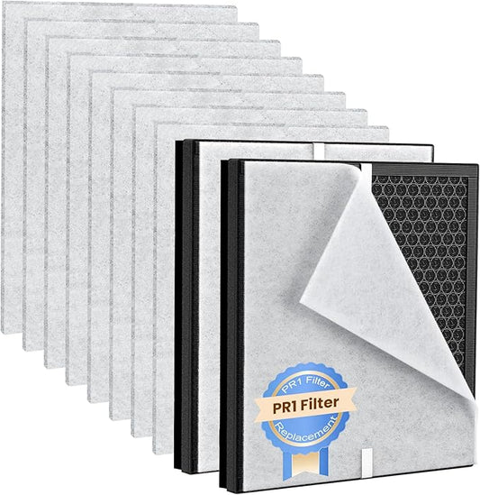 PR1 Replacement Filter Compatible with Mooka PR1 Air Filter for Home Large Room up to 2200sq.ft, High-Efficiency Air Filter with 8Pcs Washable Filter for Dust Pet Smoke, 2 Packs