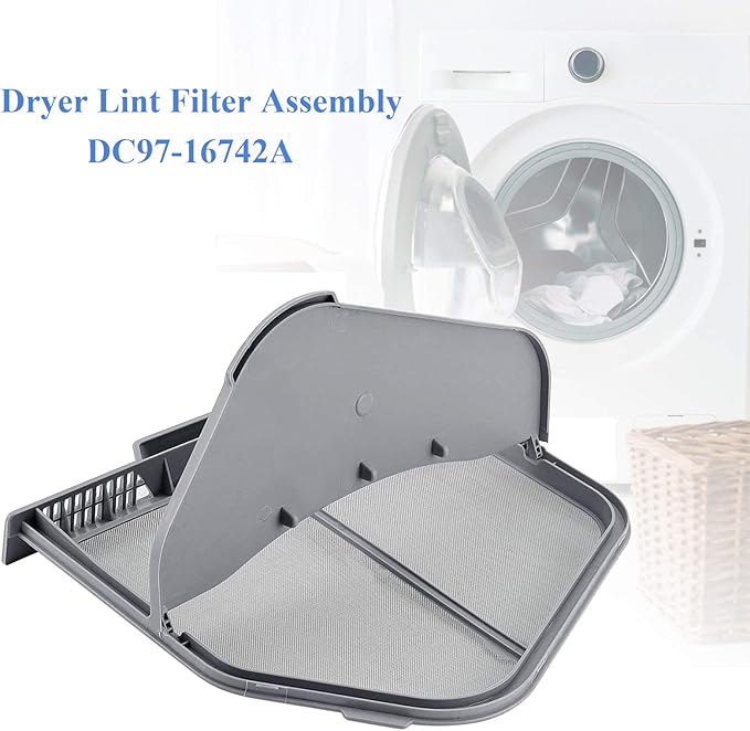 DC97-16742A Dryer Lint Trap Filter Replacement for Samsung Dryer with Flap Upgraded Stainless Steel Screen, Replaces AP5306681 PS4221839 DC61-03048A DV45H7000EW/A2 DV48H7400EW/A2 by APPLIANCEMATES