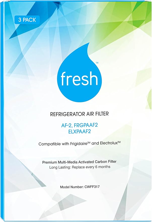 FRESH AF-2 Refrigerator Air Filter Replacement for Frigidaire - Compatible with Models: FRGPAAF2, RAF-2, Electrolux ELXPAAF2 - Advanced Carbon Filter Technology - (3 Pack) Air filter by MIST