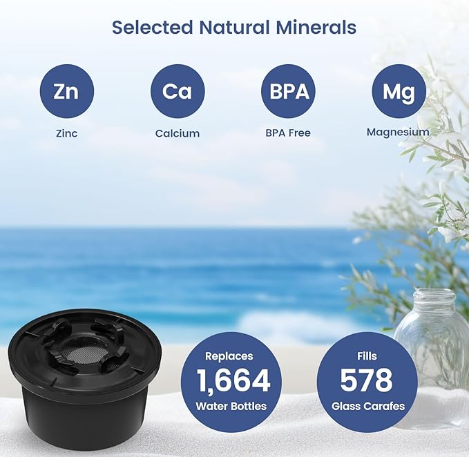RO100ROPOT Remineralization Water Filters Replacement, Compatible with Bluevua RO100ROPOT and RO100ROPOT(UV) Systems, Alkaline for Reverse Osmosis Filter, Remineralize and Increase pH, Pack of 2