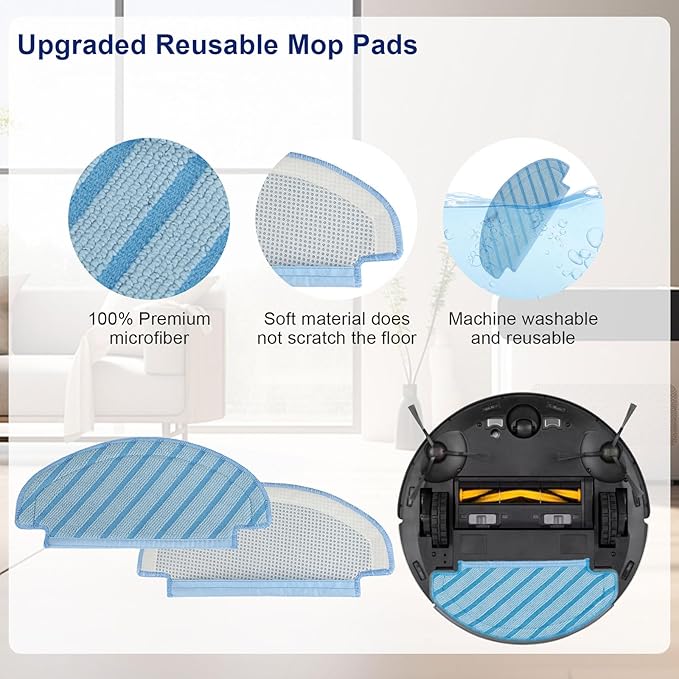 19 PCS Accessories Kit for ECOVACS DEEBOT N10 PLUS/ T9+/ N8 PRO+/ N8+/ T8AIVI+/ T8+ Robot Vacuum, Replacement Parts Main Brush, Side Brush, Filter, Mop pads, Dust Bag
