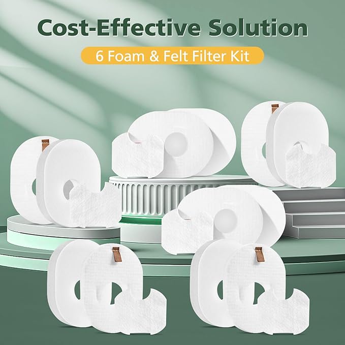 6 Pack Filter Replacement for Shark Rocket Vacuum HV300 HV301 HV300W HV302 HV305 HV310 UV450 Foam & Felt Filter Kit