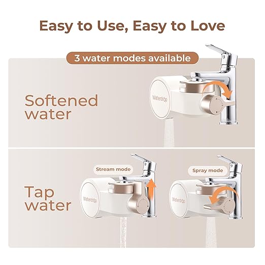 Waterdrop BFT1 Skincare Bathroom Sink Filter, Water Filter for Sink Faucet, 0.000001 mm, Reduce 99.9% Chlorine, Skin Redness & Scale Control, Water Softner, NSF Certified (1 Filter Included)