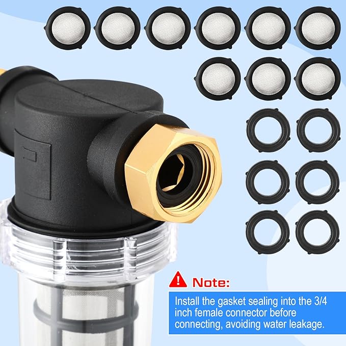 Retisee Washing Machine Water Filter Water Hose Filter Sediment Filter Inline Water Filter for Hose Garden Hose Filter Pressure Washer Filter with 40 Mesh 100 Mesh Screen(3 Sets)