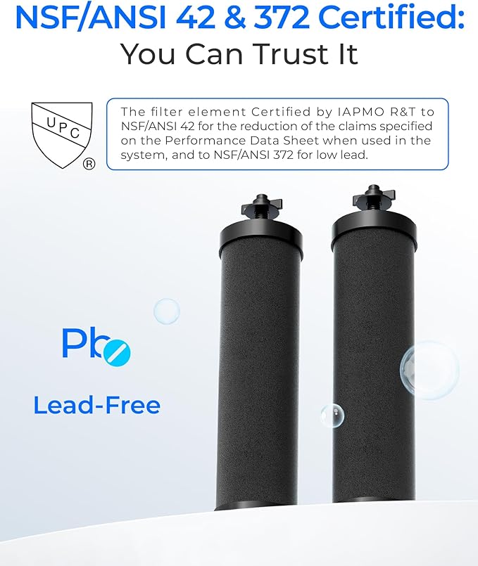 Waterdrop Gravity-fed Water Filter System, 2.25G Stainless-Steel System with 4 Filters, Metal Water Level Spigot and Stand, NSF/ANSI 42&372 Standard, Reduces Chlorine-King Tank for Emergencies