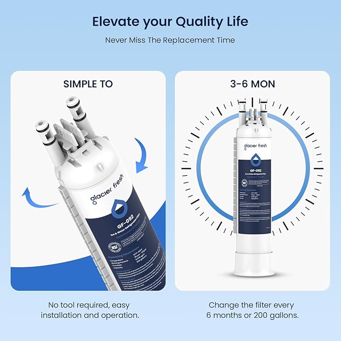 GLACIER FRESH Water Filter Replacement for Frigidaire PurePour FPPWFU01, Replacement for Frigidaire FRGPAAF2 PureAir AF-2 Refrigerator Air Filter (3+3 Pack)