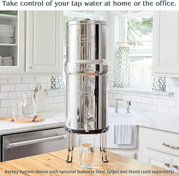 Royal Berkey Gravity-Fed Stainless Steel Countertop Water Filter System 3.25 Gallon with 2 Authentic Black Berkey Elements BB9-2 Filters