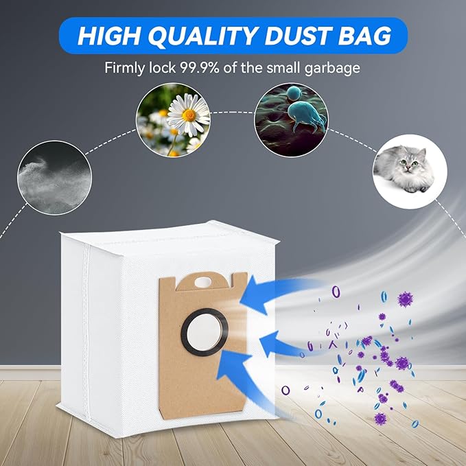 Dust Bags for AIRROBO T20+/ T25+/ T30+/ T25+C Robot Vacuum Cleaner, Replacement Vacuum Bags Disposable Bag Airrobo Robot Vacuum Dust Bags Replacement Parts (16 Pack)