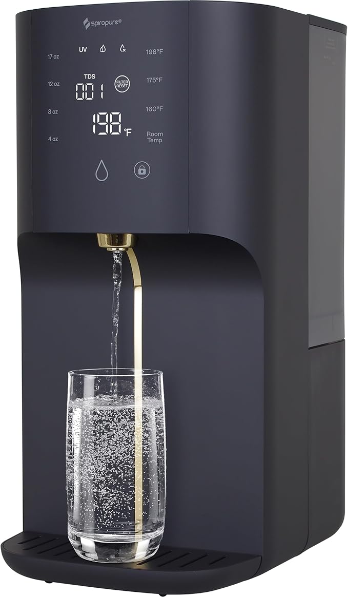 SpiroPure SP-RO500 Instant Hot Countertop RO System with Remineralization, MineralPlus Alkaline Reverse Osmosis Water Filter with UV Purification