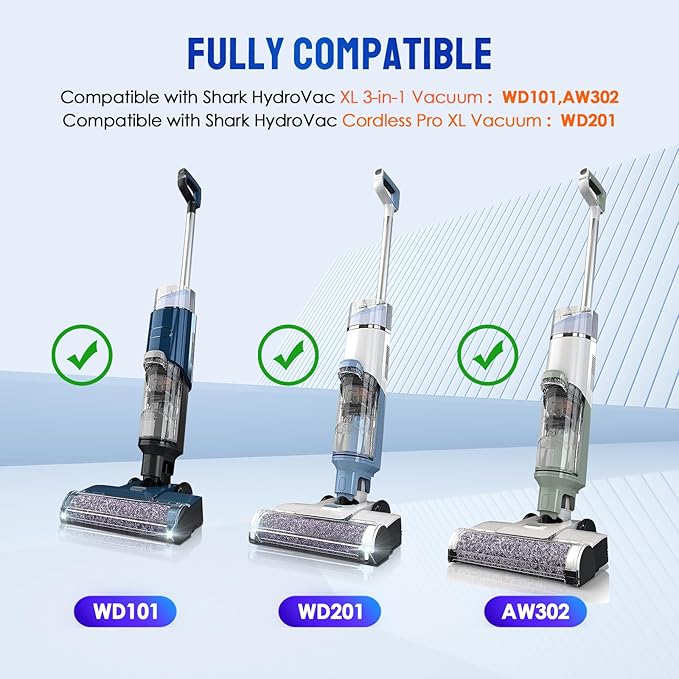 9 Pack Replacement Roller Brush and Foam Filters Kit Compatible with Shark WD101,AW302,WD201, WD161 WD261 AW261 Hydrovac XL 3-in-1 Vacuum Cleaner, Cordless Pro XL Vacuum Accessories