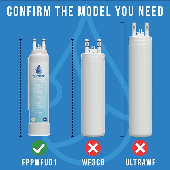 FPPWFU01 Water Filter Replacement for Frigidaire FPPWFU01 Water Filter, Compatible with PurePour PWF-1,EPPWF01 PureAdvantage PWF-1 (3-Pack)