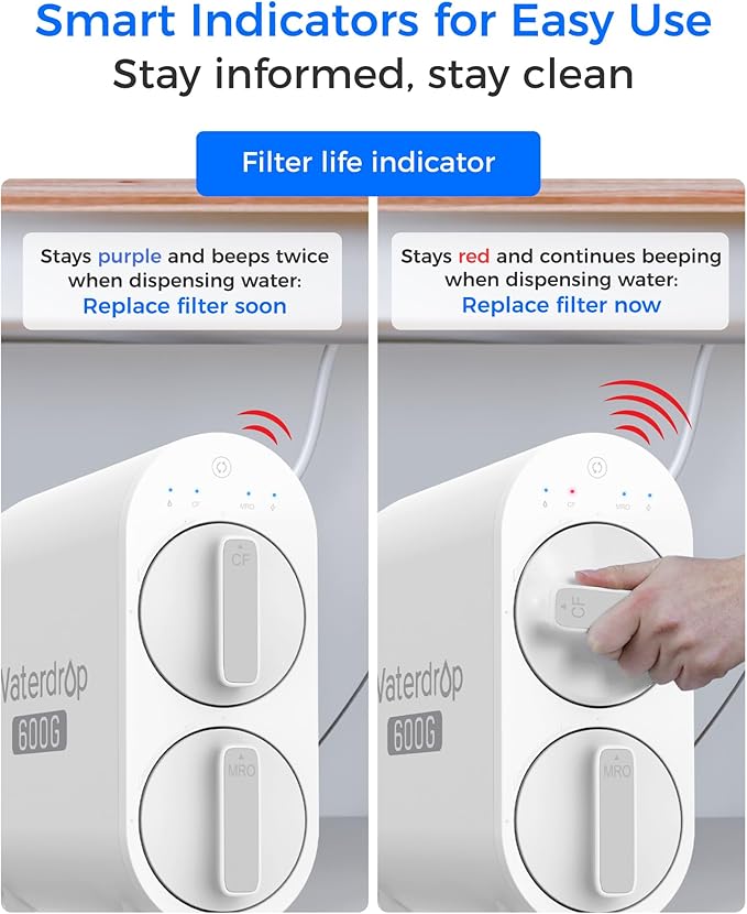 Waterdrop G2CF Filter, Replacement for G2 & G2P600 & G2MNR Reverse Osmosis System, 12-Month Lifetime