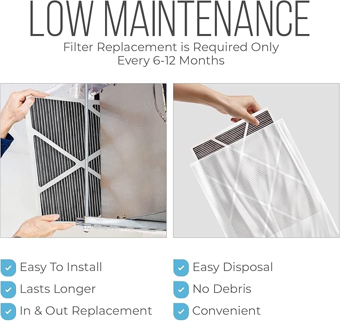 Lennox 16x25x5 Furnace Filter, X6672 Filter Replacement, Merv 16 Carbon Clean with Homequip Disposal Bag 1-Pack (Actual Size: 15.8 x 24.8 x 4.3 Inches)