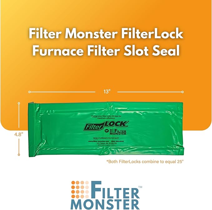 FilterLock Furnace Filter Slot Seal – Magnetic Seal Cover for Any 1” Furnace Filter, Up To 25” Long, Reduce HVAC Air Leaks, Green