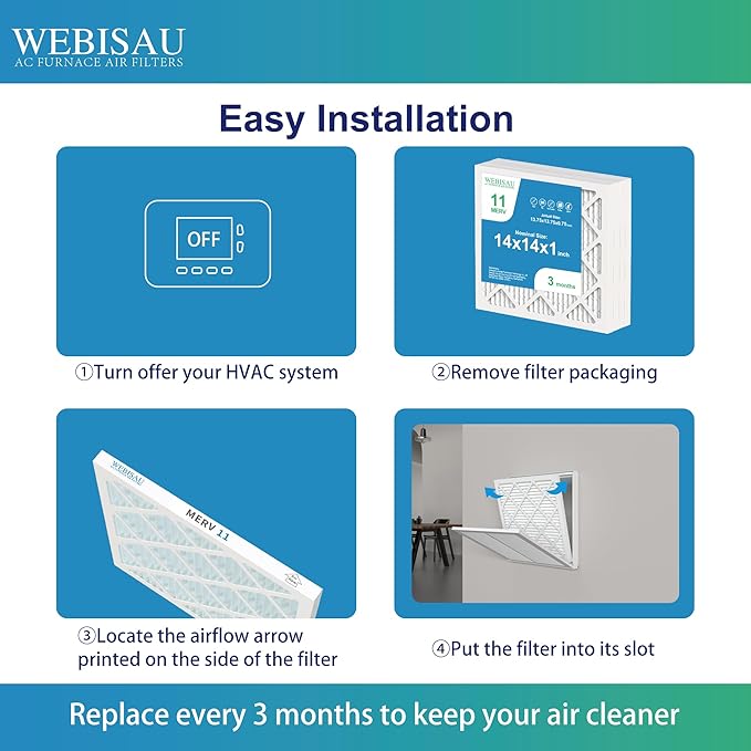 10x10x1 Air Filter MERV 11 MPR 1000 Furnace Filters Pleated HVAC AC Furnace Air Filters,Air Conditioner Filters 4Pack (Actual Size: 9.81"x9.81"x0.81")
