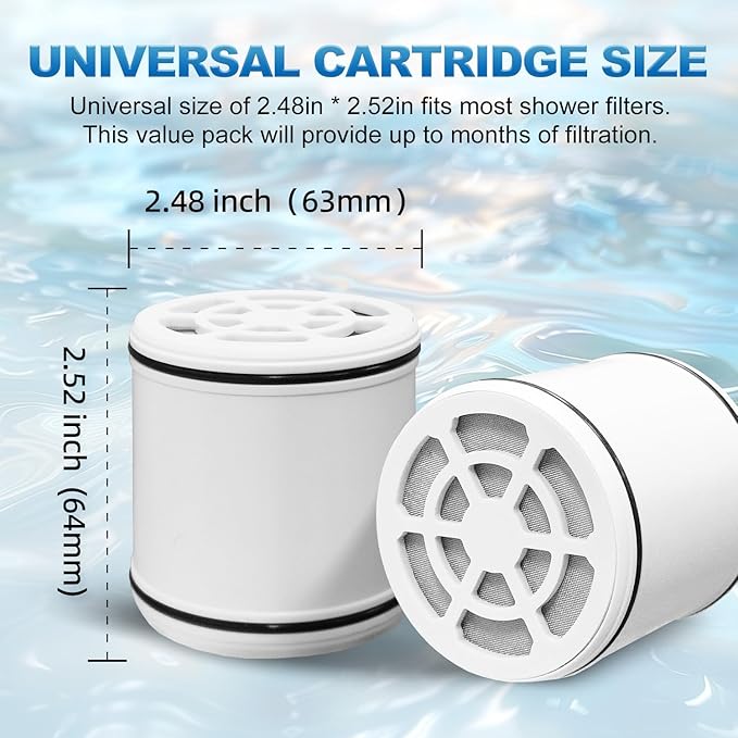 High Output Shower Filter Replacement Cartridge – Bath Water Filter Element Reduces Chlorine, Restores pH Balance, Glowing Skin, Strong Nails & Shimmering Hair – 1-Pack