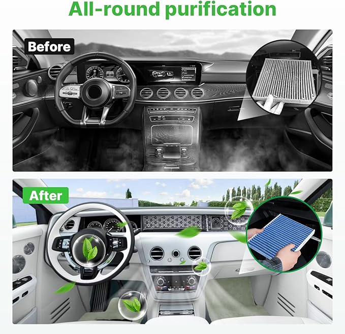 2-Pcs Cabin Air Filter for Azera 2006-2008, Santa Fe 2007-2009, Sonata 2006-2008, Optima 2006-2010, Carnival 2022-2023 AC Filter for Car Replacement for CF10381 Automotive Accessories