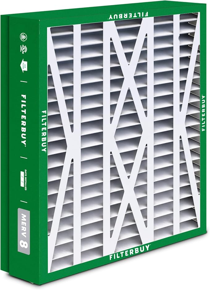 Filterbuy 21x21.5x5 Air Filter MERV 8 Essential Dust & Allergy Defense (3-Pack), Pleated HVAC AC Furnace Filters for Trane Perfect Fit & American Standard (Actual Size: 20.00 x 21.09 x 4.97)
