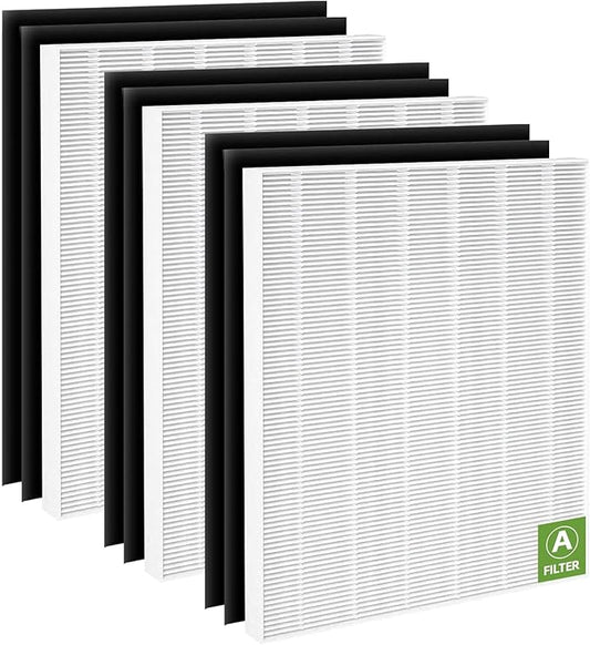 115115 HEPA Replacement Filter A for Winix Plasmawave Air Purifier C535 5300 5300-2 5500 6300 6300-2 P300 C909 9800, 3 C535 HEPA Filters + 6 Activated Carbon Filters