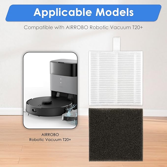 (6 Pack) T20+ HEPA Filters and Foam Filters Compatible With Airrobo T20+ Robot Vacuum Cleaner, Filters Accessories Kit, Filter Kit, Replacement Parts