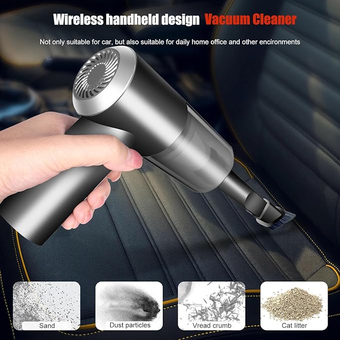 YUNYILAN Cordless Handheld Vacuum Cleaner, High Power Rechargeable Mini Portable Vacuum for Home, Office and Car Cleaning (Black)