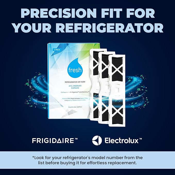 FRESH AF-2 Refrigerator Air Filter Replacement for Frigidaire - Compatible with Models: FRGPAAF2, RAF-2, Electrolux ELXPAAF2 - Advanced Carbon Filter Technology - (4 Pack) Air filter by MIST