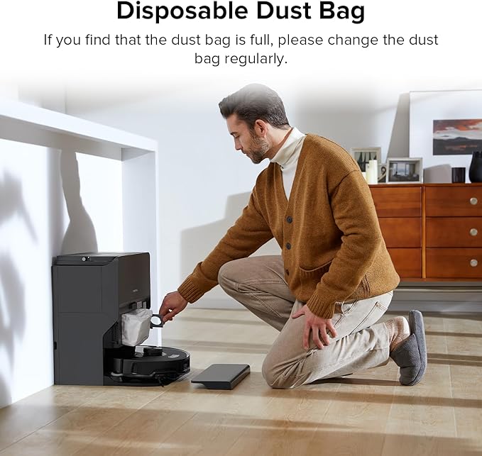 roborock 6 Packs Disposable Dust Bags for QV35A, Saros10series, Saros20, QrevoCurv2Flow, QrevoCurv, QrevoEdgeS5A, QrevoSlim, S8MaxVUltra, S8MaxUltra, QrevoMaxV,QrevoEdge, QRevo series Robot Vacuum