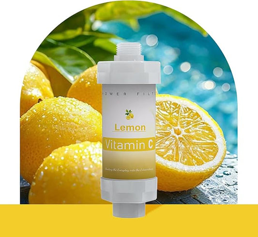 Shower Head Filter for Hard Water Bathroom Accessories Water Filter Vitamin C Replacement Cartridge Remove Chlorine Fluoride Heavy Metals Improves Skin Condition Protects Hair Lemon Scent