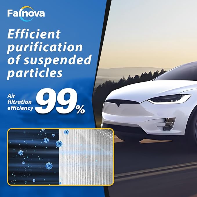 (Upgrade) Compatible with Tesla Model X HEPA Cabin Air Filter 2015 2016 2017 2018 2019 2020 with Activated Carbon, Cabin Air Filter Replacement Accessory - Includes Tools & Installation Guide