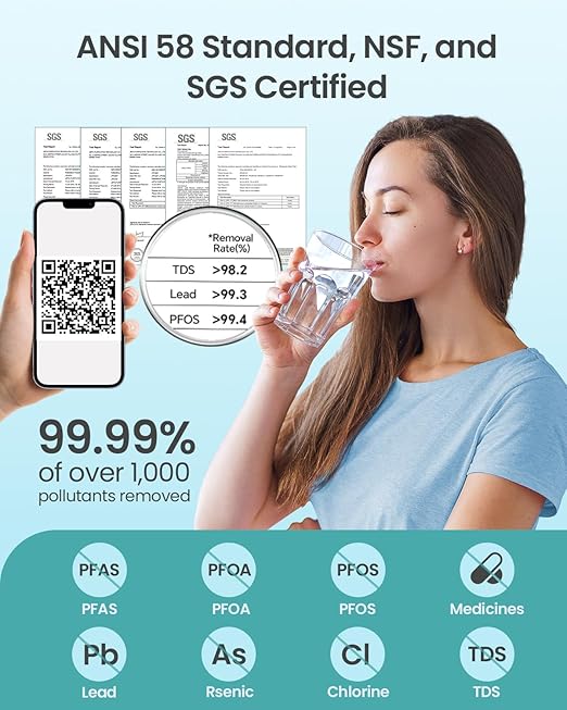 RO Filter Replacement for Reinmoson RMS-WP-RO800 and CrispTaste CRS-RO800 Reverse Osmosis System Tankless Reverse Osmosis Water Filter, Reduces PFAS TDS, Under Sink RO System(CRS-RO800-RO)