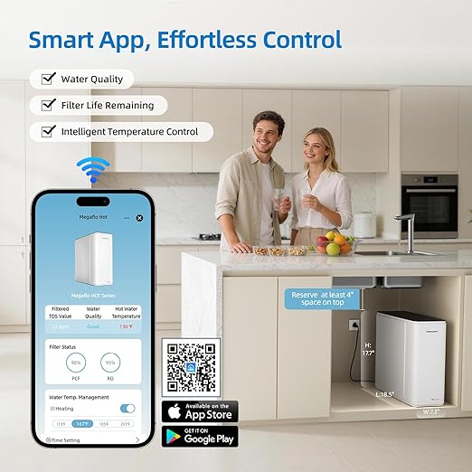 MIZUDO Reverse Osmosis Water Filter Tankless, 9 Stage Reverse Osmosis System, Instant Hot/Cold Water Dispenser, Smart WiFi 800GPD Reverse Osmosis Under Sink, 3:1 Pure to Drain, Child Safety Lock