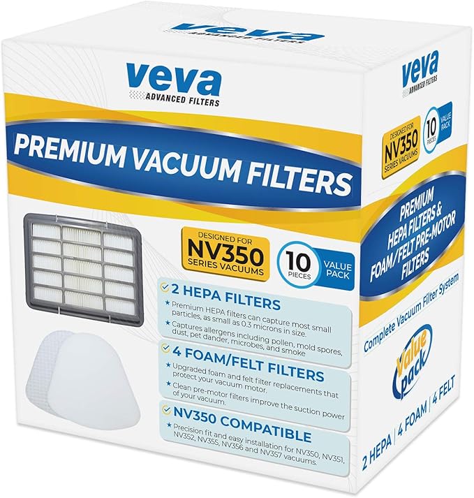 VEVA Advanced NV350 Air Purifier Filter Replacements (6-Pack) - Premium Activated Carbon Pre-Filters Compatible with Shark NV358, Honeywell HPA200, and 853460008013 Vacuum Models