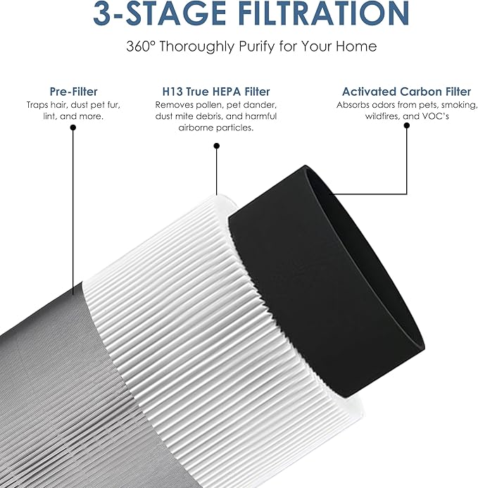 Flintar C610 Replacement Filter Z, Made in Taiwan, Compatible with Winix C610 Air Purifier, 1712-0121-00, 3-in-1 H13 True HEPA with Activated Carbon and Pre-Filter, 2-Pack